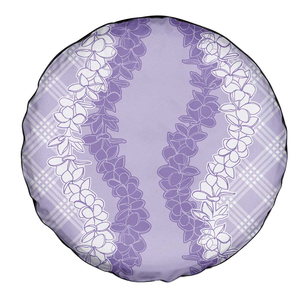 Hawaii Aloha Plumeria Lei Lavender Palaka Spare Tire Cover - Polynesian Pride