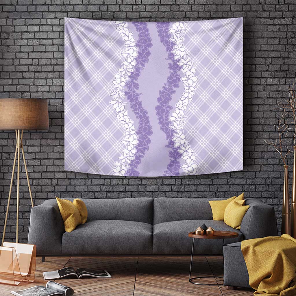 Hawaii Aloha Plumeria Lei Lavender Palaka Tapestry - Polynesian Pride