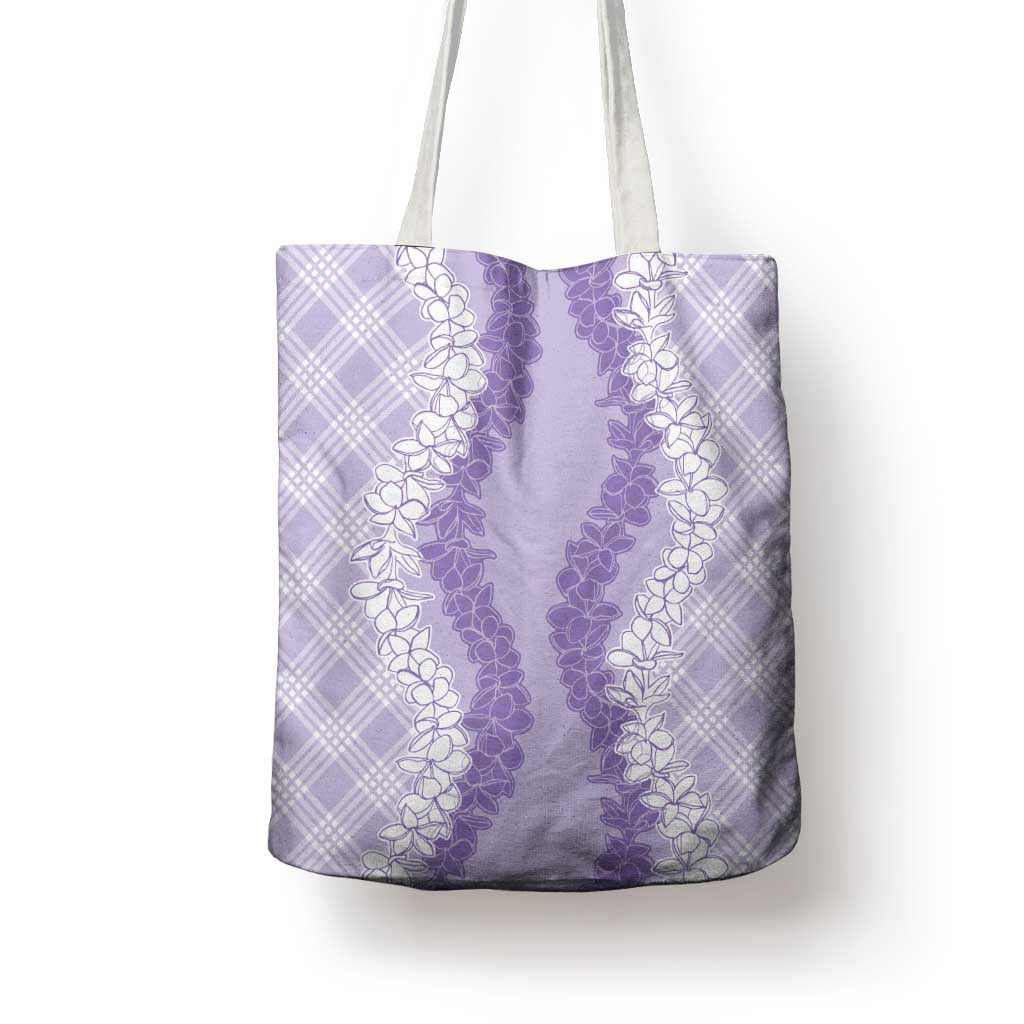 Hawaii Aloha Plumeria Lei Lavender Palaka Tote Bag - Polynesian Pride