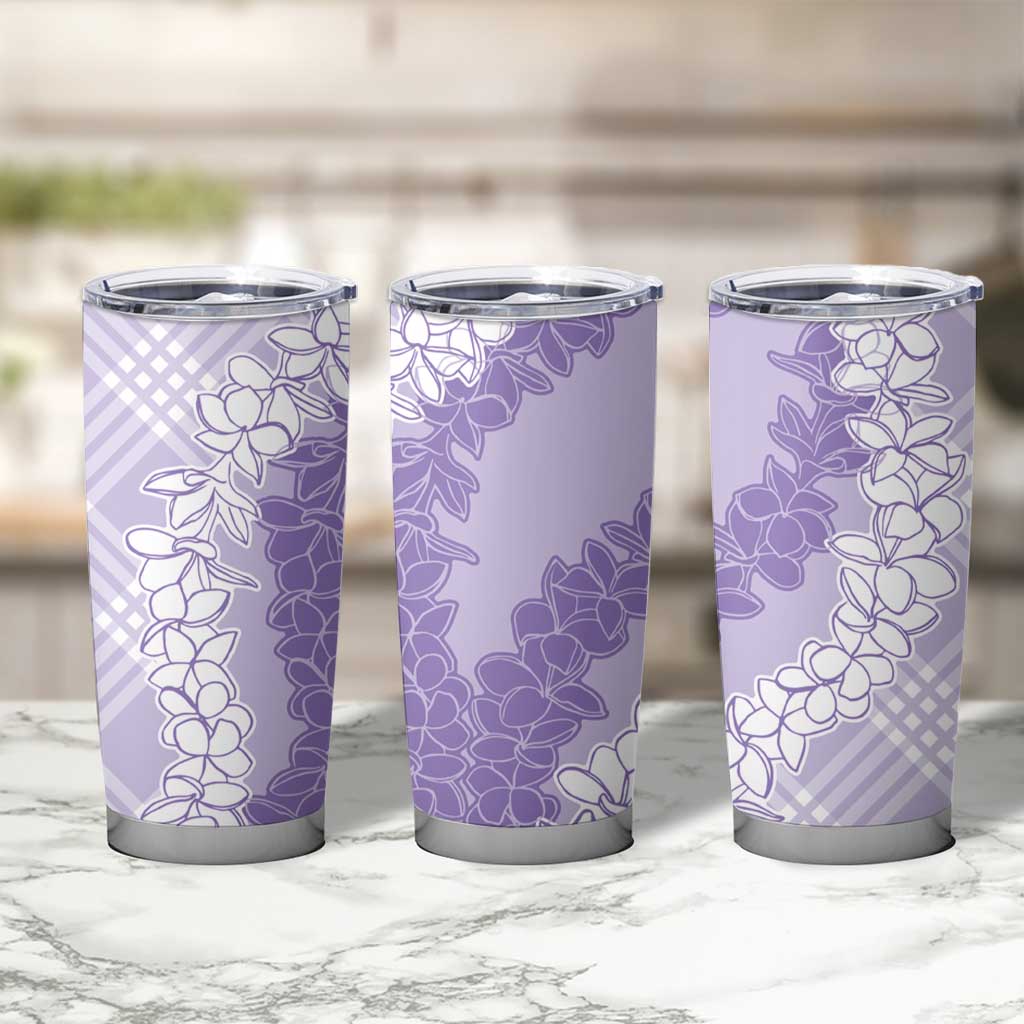 Hawaii Aloha Plumeria Lei Lavender Palaka Tumbler Cup - Polynesian Pride