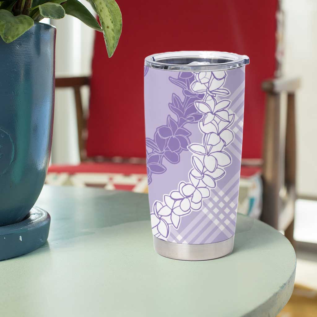 Hawaii Aloha Plumeria Lei Lavender Palaka Tumbler Cup - Polynesian Pride