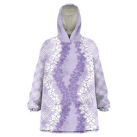 Hawaii Aloha Plumeria Lei Lavender Palaka Wearable Blanket Hoodie LT7 One Size Lavender - Polynesian Pride