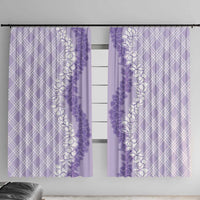 Hawaii Aloha Plumeria Lei Lavender Palaka Window Curtain - Polynesian Pride