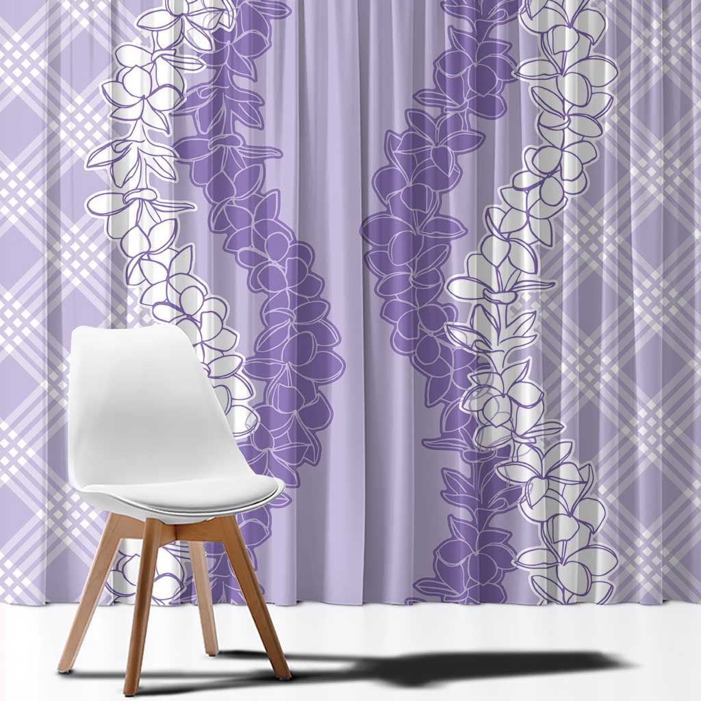 Hawaii Aloha Plumeria Lei Lavender Palaka Window Curtain - Polynesian Pride