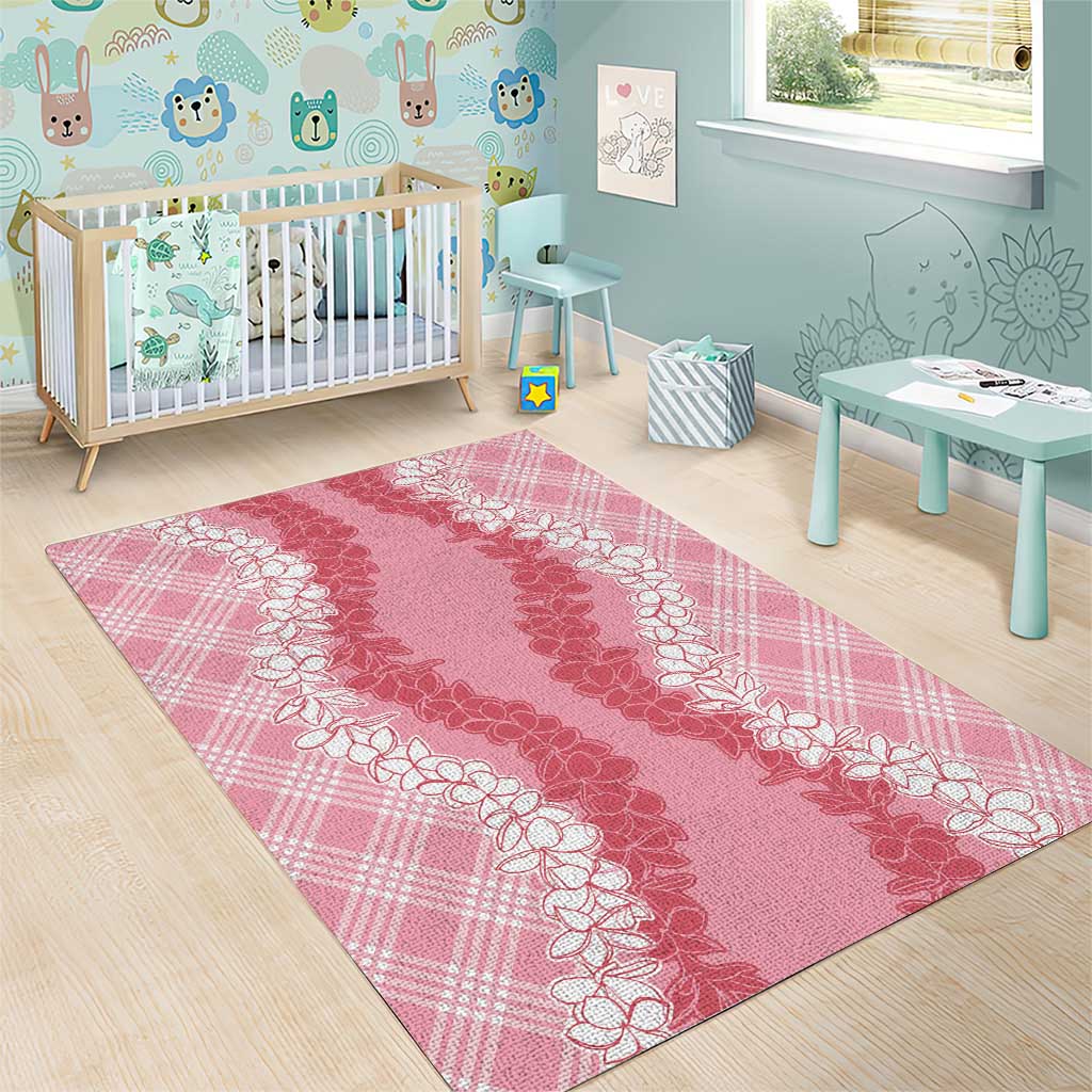 Hawaii Aloha Plumeria Lei Pink Palaka Area Rug - Polynesian Pride