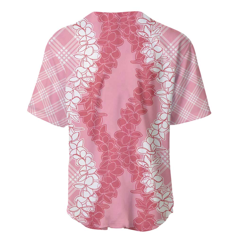 Hawaii Aloha Plumeria Lei Pink Palaka Baseball Jersey - Polynesian Pride