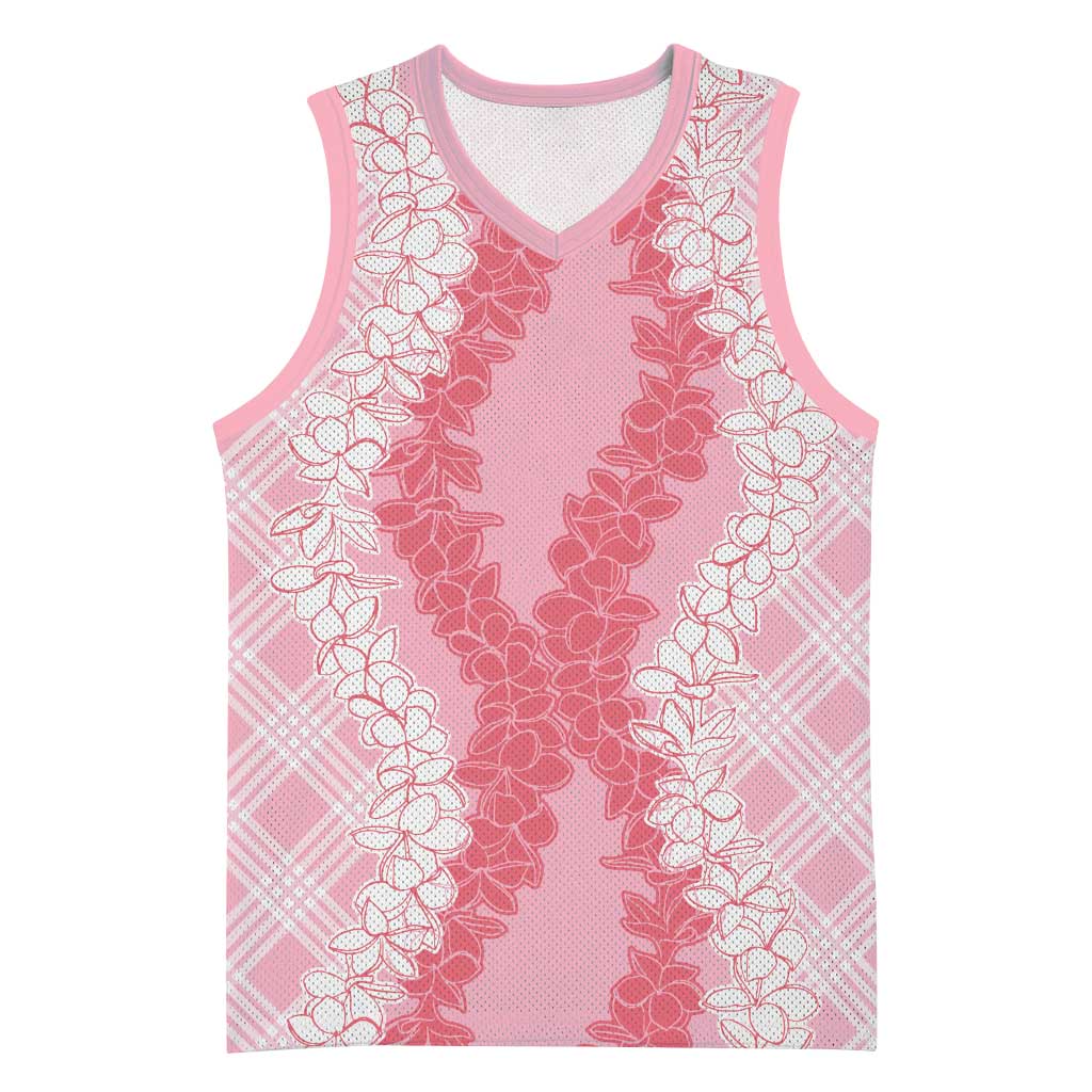 Hawaii Aloha Plumeria Lei Pink Palaka Basketball Jersey - Polynesian Pride