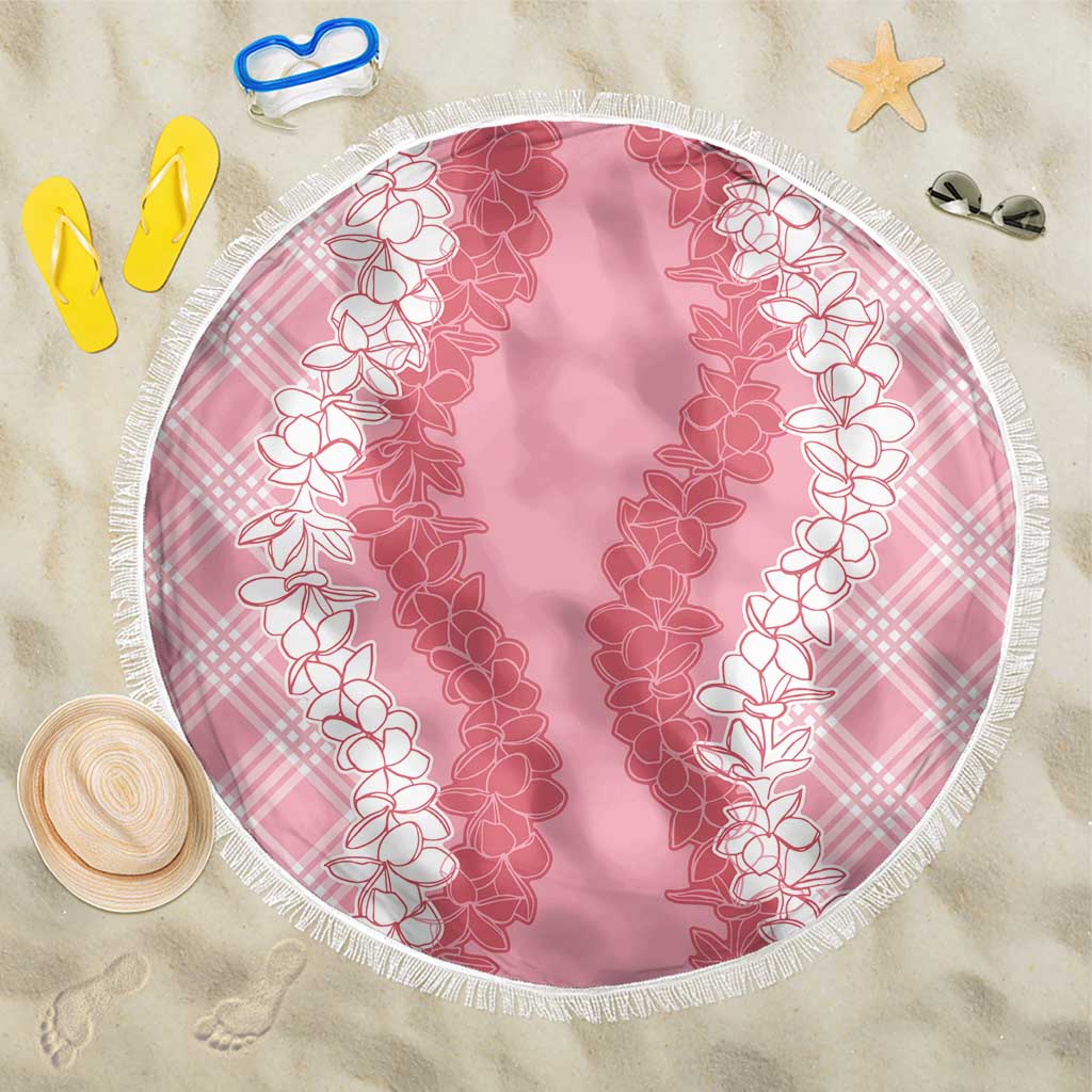 Hawaii Aloha Plumeria Lei Pink Palaka Beach Blanket LT7 One Size 150cm Pink - Polynesian Pride