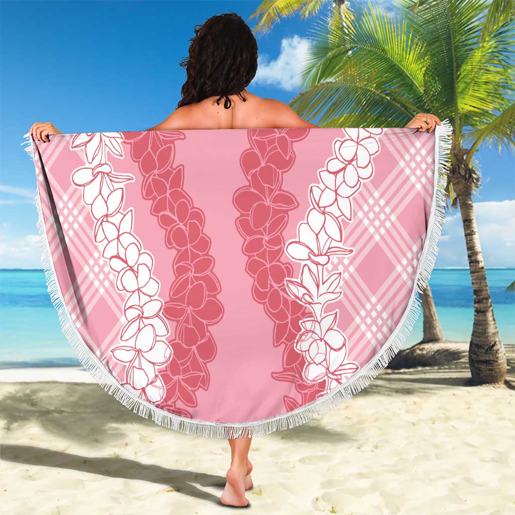 Hawaii Aloha Plumeria Lei Pink Palaka Beach Blanket - Polynesian Pride