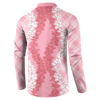 Hawaii Aloha Plumeria Lei Pink Palaka Button Sweatshirt - Polynesian Pride