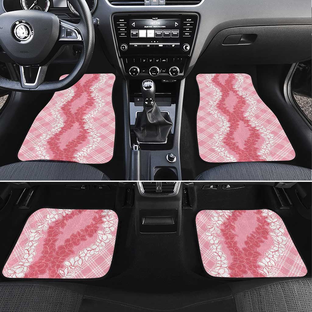 Hawaii Aloha Plumeria Lei Pink Palaka Car Mats - Polynesian Pride
