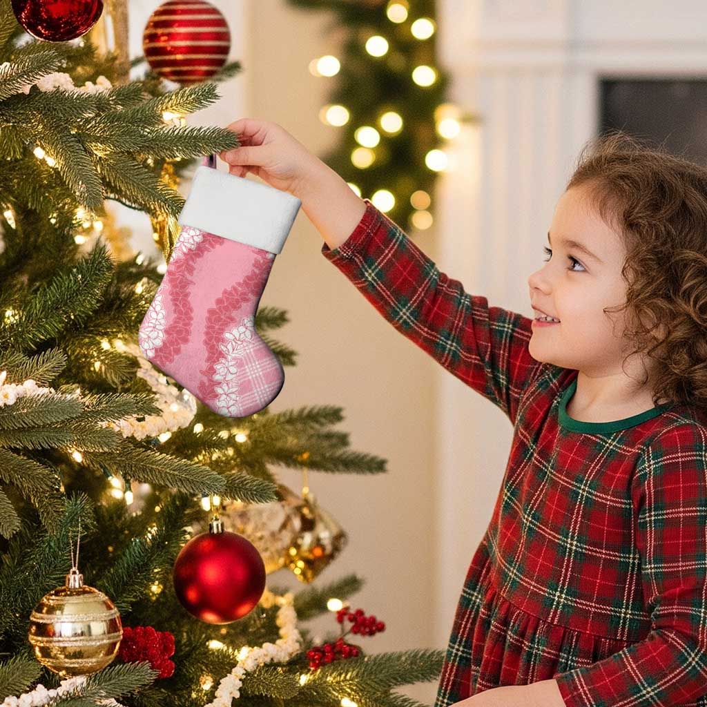 Hawaii Aloha Plumeria Lei Pink Palaka Christmas Stocking - Polynesian Pride