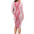 Hawaii Aloha Plumeria Lei Pink Palaka Family Matching Long Sleeve Bodycon Dress and Hawaiian Shirt - Polynesian Pride
