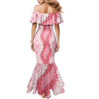 Hawaii Aloha Plumeria Lei Pink Palaka Family Matching Mermaid Dress and Hawaiian Shirt - Polynesian Pride