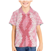 Hawaii Aloha Plumeria Lei Pink Palaka Family Matching Mermaid Dress and Hawaiian Shirt - Polynesian Pride