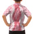 Hawaii Aloha Plumeria Lei Pink Palaka Family Matching Off The Shoulder Long Sleeve Dress and Hawaiian Shirt - Polynesian Pride