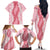 Hawaii Aloha Plumeria Lei Pink Palaka Family Matching Off The Shoulder Long Sleeve Dress and Hawaiian Shirt - Polynesian Pride