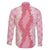 Hawaii Aloha Plumeria Lei Pink Palaka Family Matching Off The Shoulder Long Sleeve Dress and Hawaiian Shirt - Polynesian Pride