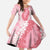 Hawaii Aloha Plumeria Lei Pink Palaka Family Matching Short Sleeve Bodycon Dress and Hawaiian Shirt - Polynesian Pride