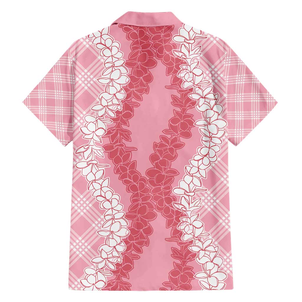 Hawaii Aloha Plumeria Lei Pink Palaka Family Matching Short Sleeve Bodycon Dress and Hawaiian Shirt - Polynesian Pride
