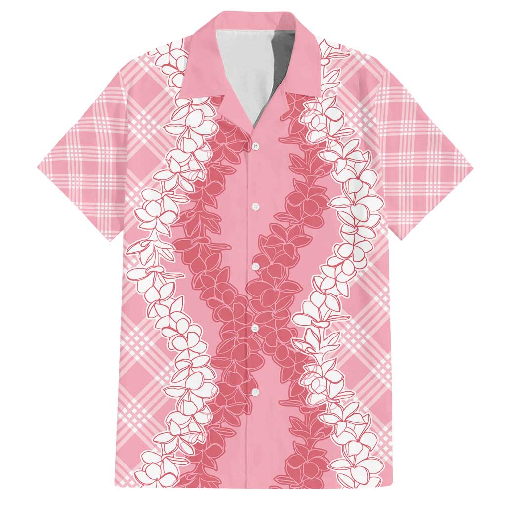 Hawaii Aloha Plumeria Lei Pink Palaka Family Matching Tank Maxi Dress and Hawaiian Shirt - Polynesian Pride