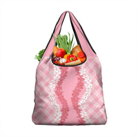 Hawaii Aloha Plumeria Lei Pink Palaka Grocery Bag - Polynesian Pride