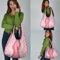 Hawaii Aloha Plumeria Lei Pink Palaka Grocery Bag - Polynesian Pride