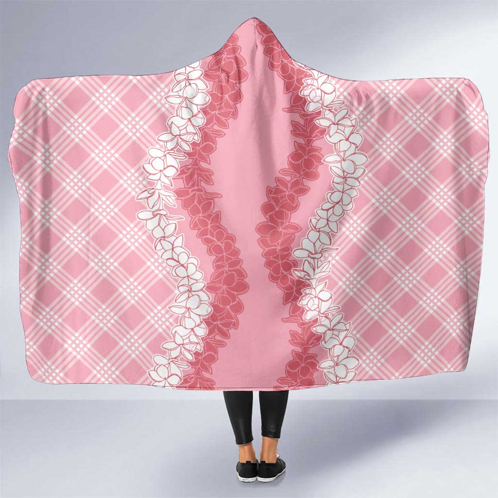 Hawaii Aloha Plumeria Lei Pink Palaka Hooded Blanket LT7 One Size Pink - Polynesian Pride