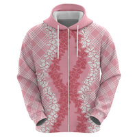 Hawaii Aloha Plumeria Lei Pink Palaka Hoodie - Polynesian Pride