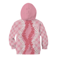 Hawaii Aloha Plumeria Lei Pink Palaka Kid Hoodie - Polynesian Pride