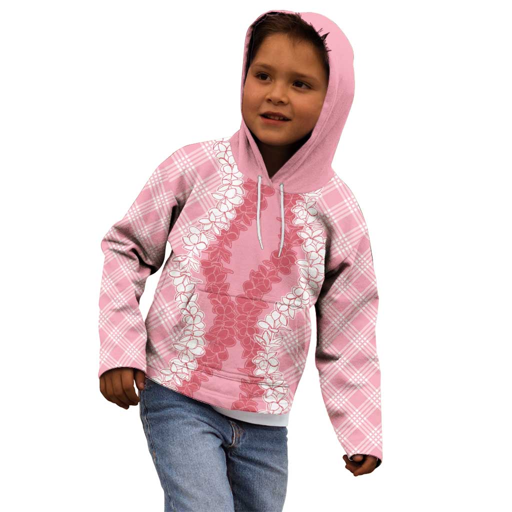 Hawaii Aloha Plumeria Lei Pink Palaka Kid Hoodie - Polynesian Pride