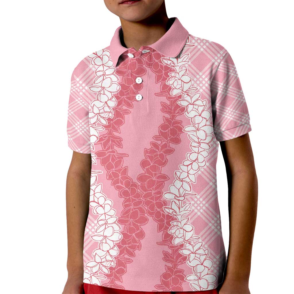 Hawaii Aloha Plumeria Lei Pink Palaka Kid Polo Shirt - Polynesian Pride