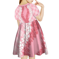 Hawaii Aloha Plumeria Lei Pink Palaka Kid Short Sleeve Dress - Polynesian Pride