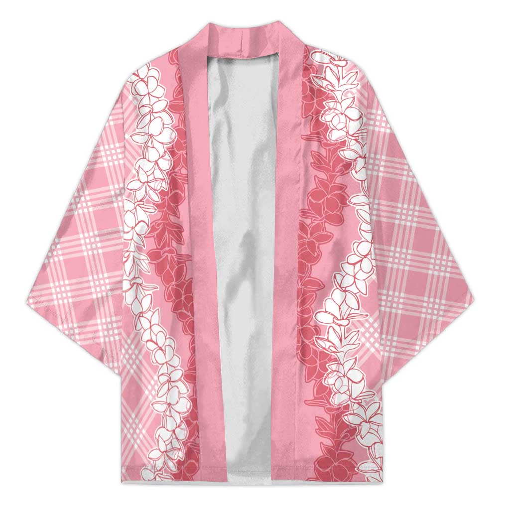 Hawaii Aloha Plumeria Lei Pink Palaka Kimono - Polynesian Pride