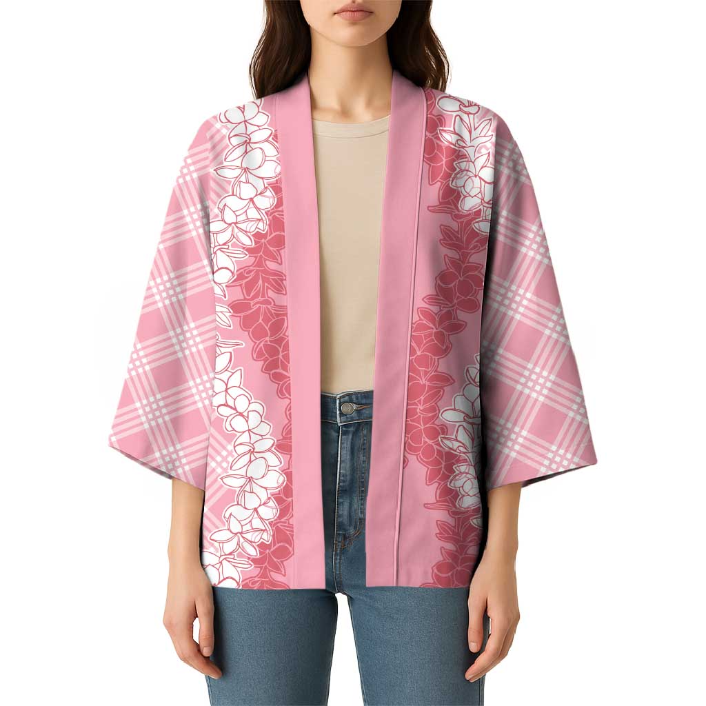 Hawaii Aloha Plumeria Lei Pink Palaka Kimono - Polynesian Pride