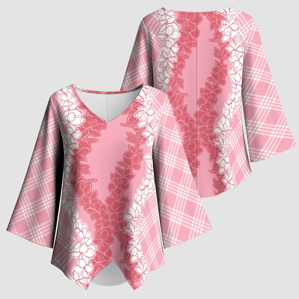 Hawaii Aloha Plumeria Lei Pink Palaka Kimono Sleeve Blouse - Polynesian Pride
