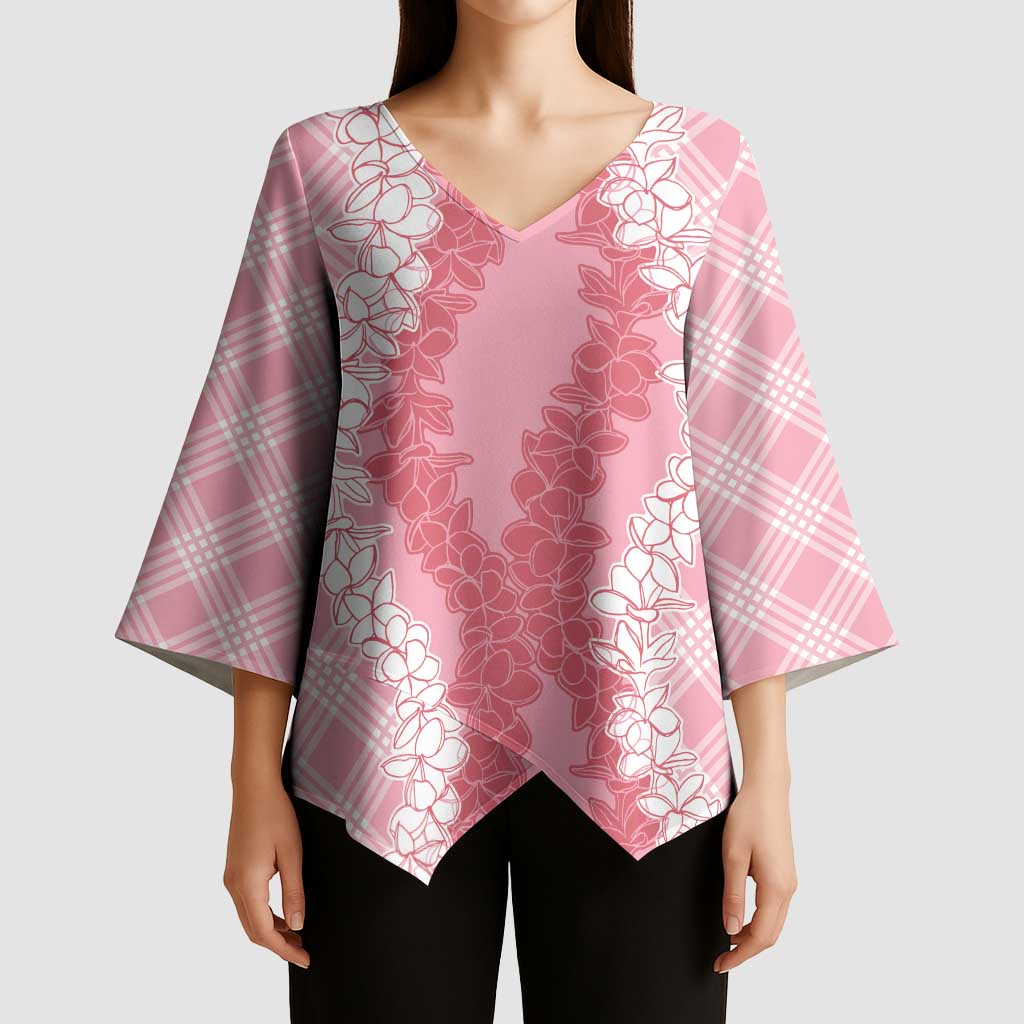 Hawaii Aloha Plumeria Lei Pink Palaka Kimono Sleeve Blouse - Polynesian Pride