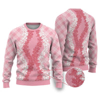 Hawaii Aloha Plumeria Lei Pink Palaka Ugly Christmas Sweater - Polynesian Pride