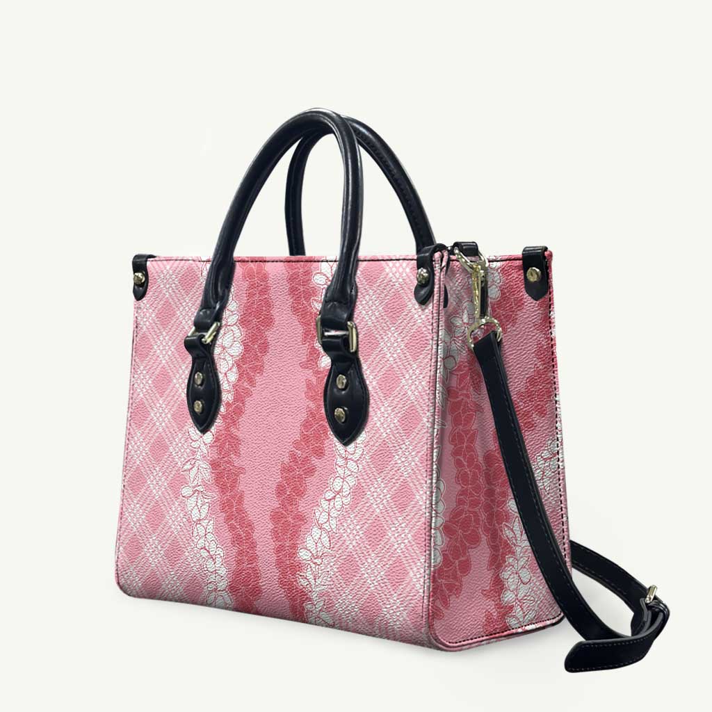 Hawaii Aloha Plumeria Lei Pink Palaka Leather Bag - Polynesian Pride