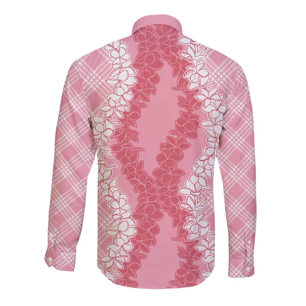 Hawaii Aloha Plumeria Lei Pink Palaka Long Sleeve Button Shirt - Polynesian Pride