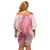 Hawaii Aloha Plumeria Lei Pink Palaka Off Shoulder Short Dress - Polynesian Pride