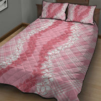 Hawaii Aloha Plumeria Lei Pink Palaka Quilt Bed Set - Polynesian Pride