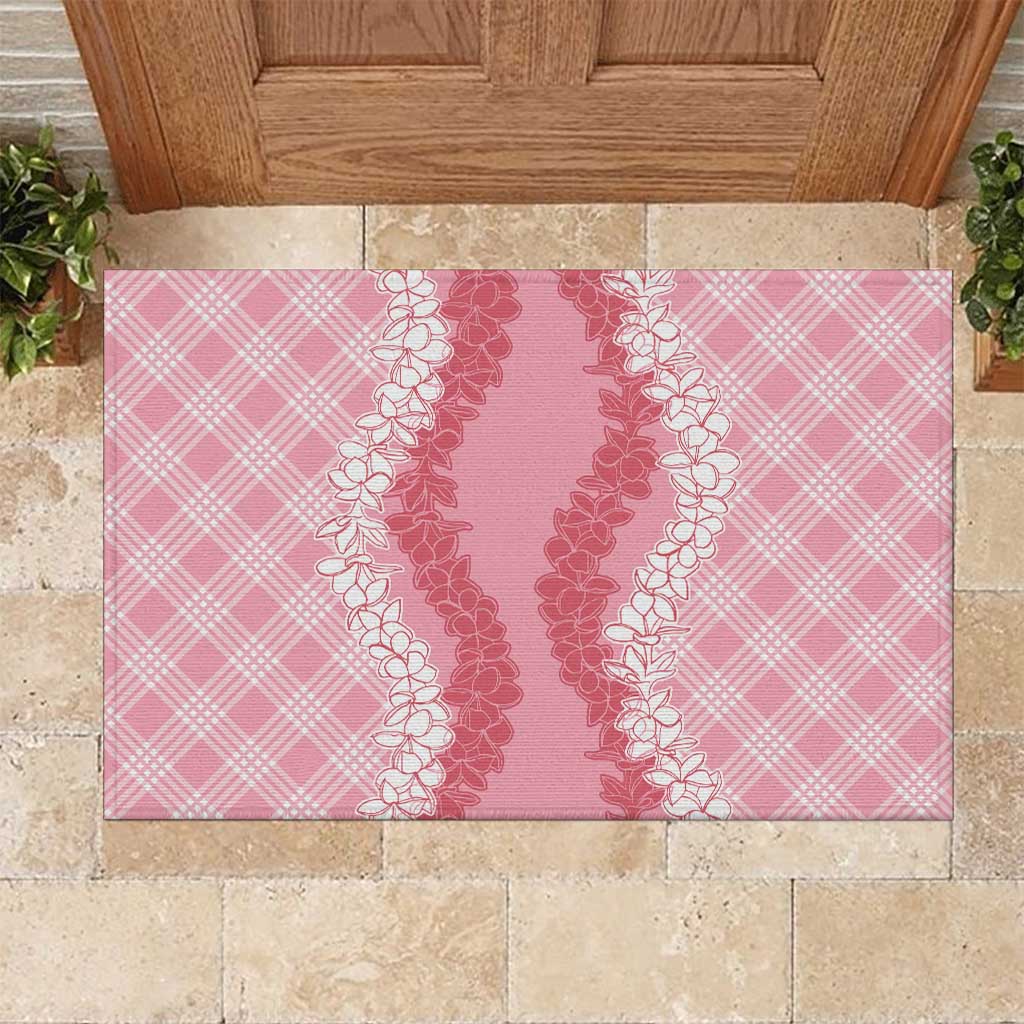 Hawaii Aloha Plumeria Lei Pink Palaka Rubber Doormat LT7 Pink - Polynesian Pride