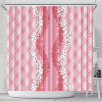 Hawaii Aloha Plumeria Lei Pink Palaka Shower Curtain - Polynesian Pride