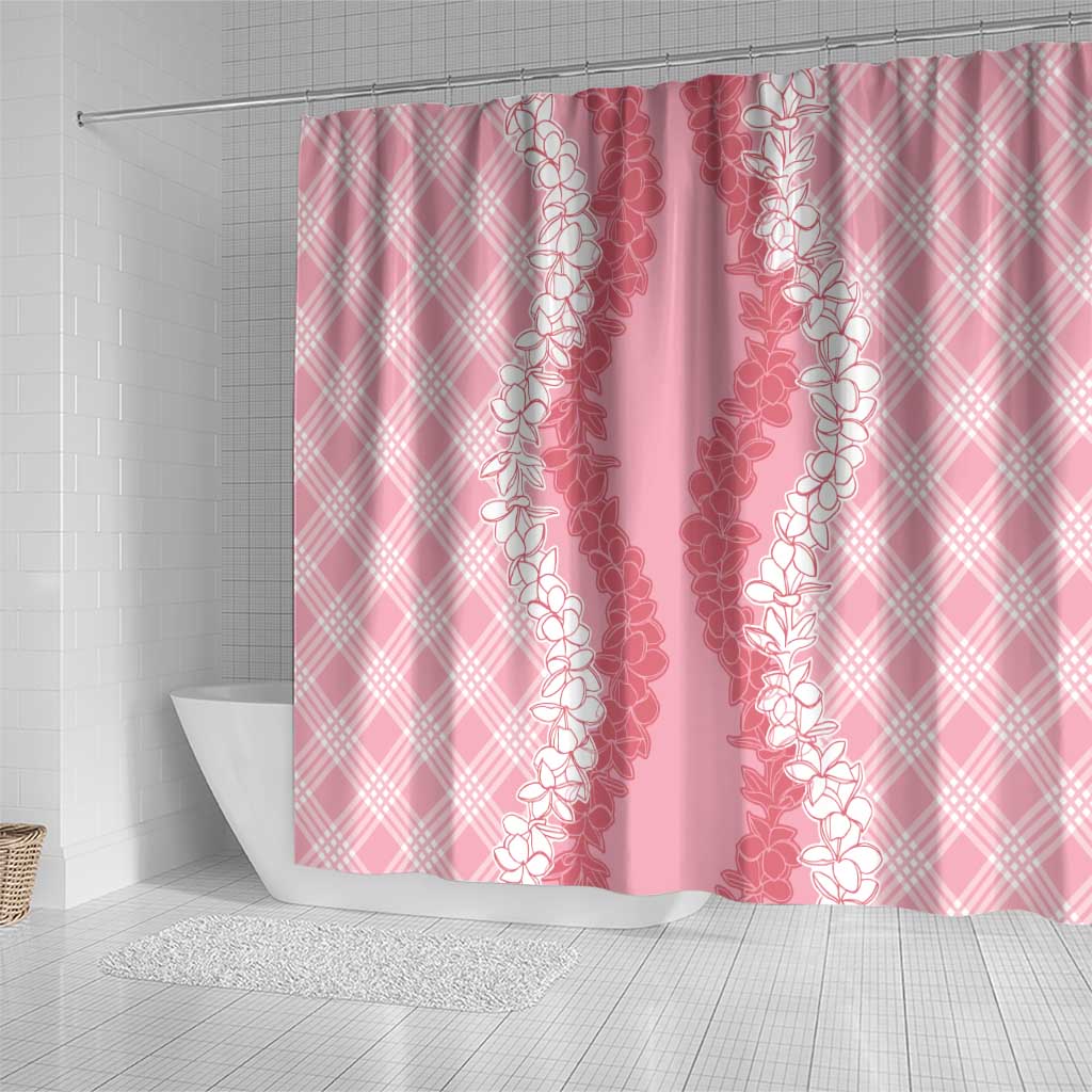 Hawaii Aloha Plumeria Lei Pink Palaka Shower Curtain - Polynesian Pride