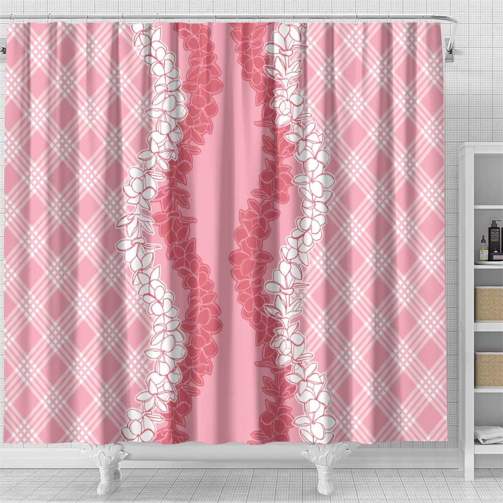 Hawaii Aloha Plumeria Lei Pink Palaka Shower Curtain - Polynesian Pride