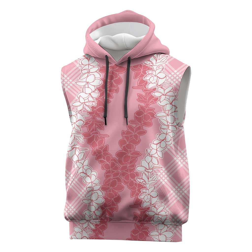 Hawaii Aloha Plumeria Lei Pink Palaka Sleeveless Hoodie LT7 Pink - Polynesian Pride