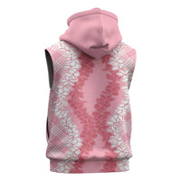 Hawaii Aloha Plumeria Lei Pink Palaka Sleeveless Zip Hoodie - Polynesian Pride