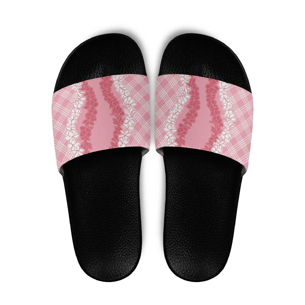 Hawaii Aloha Plumeria Lei Pink Palaka Slide Sandals LT7 Pink - Polynesian Pride