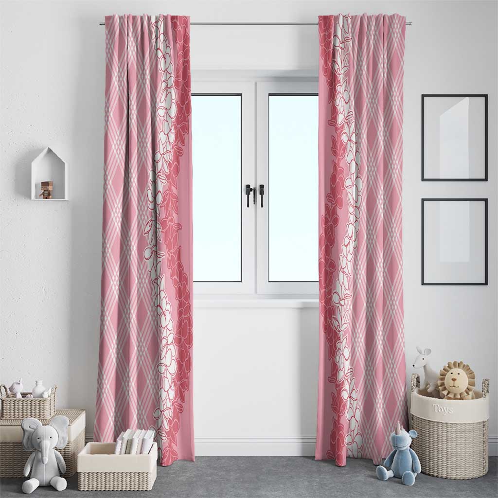 Hawaii Aloha Plumeria Lei Pink Palaka Window Curtain - Polynesian Pride